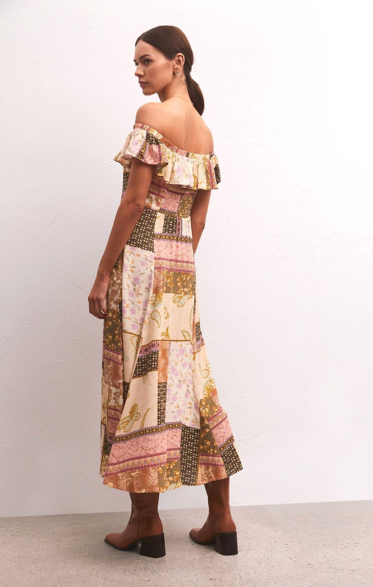 Style 1-2839918954-5230 Z Supply Size S Off The Shoulder Multicolor Floor Length Maxi on Queenly