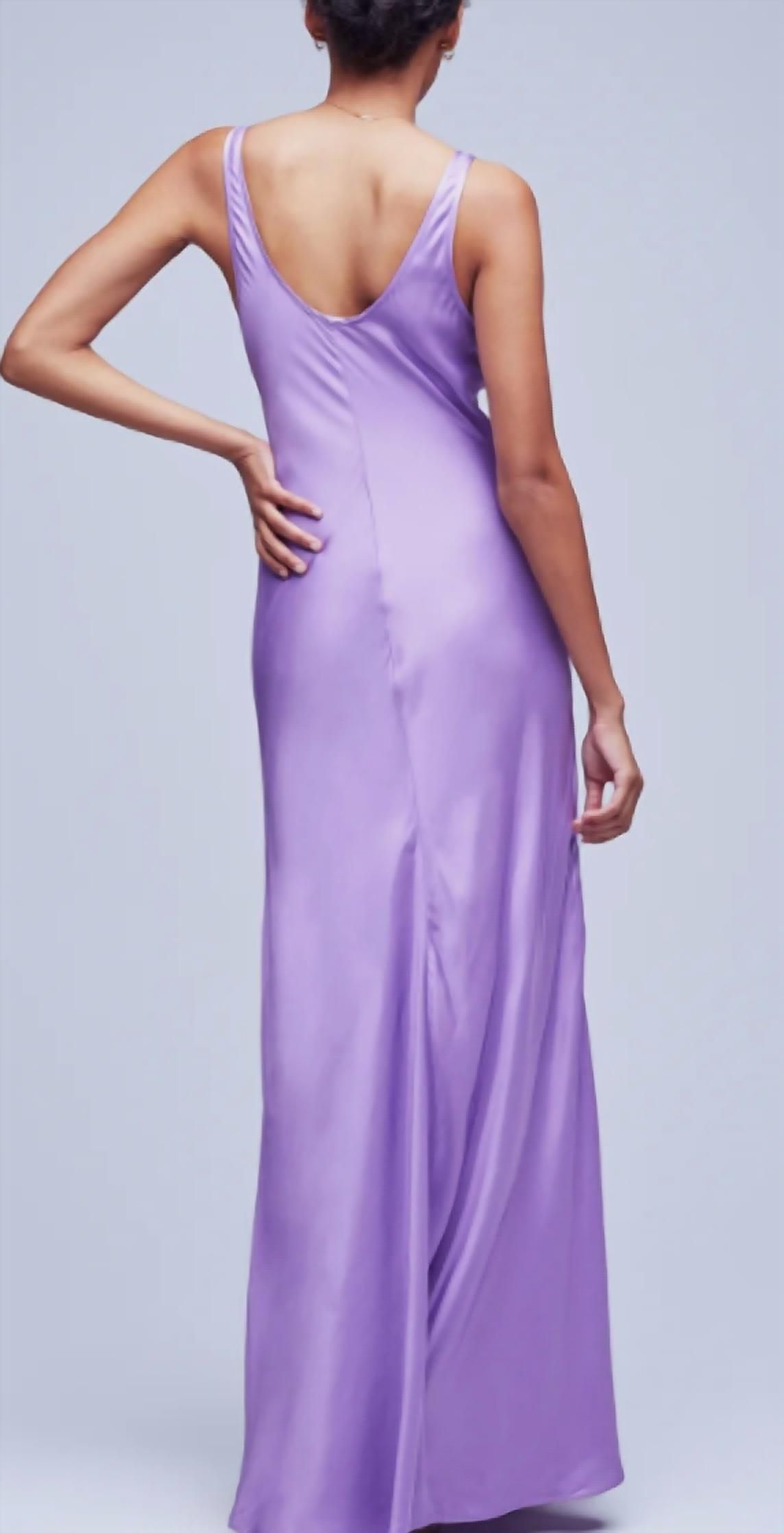 Style 1-3400922491-649 L'Agence Size 2 Satin Purple Floor Length Maxi on Queenly