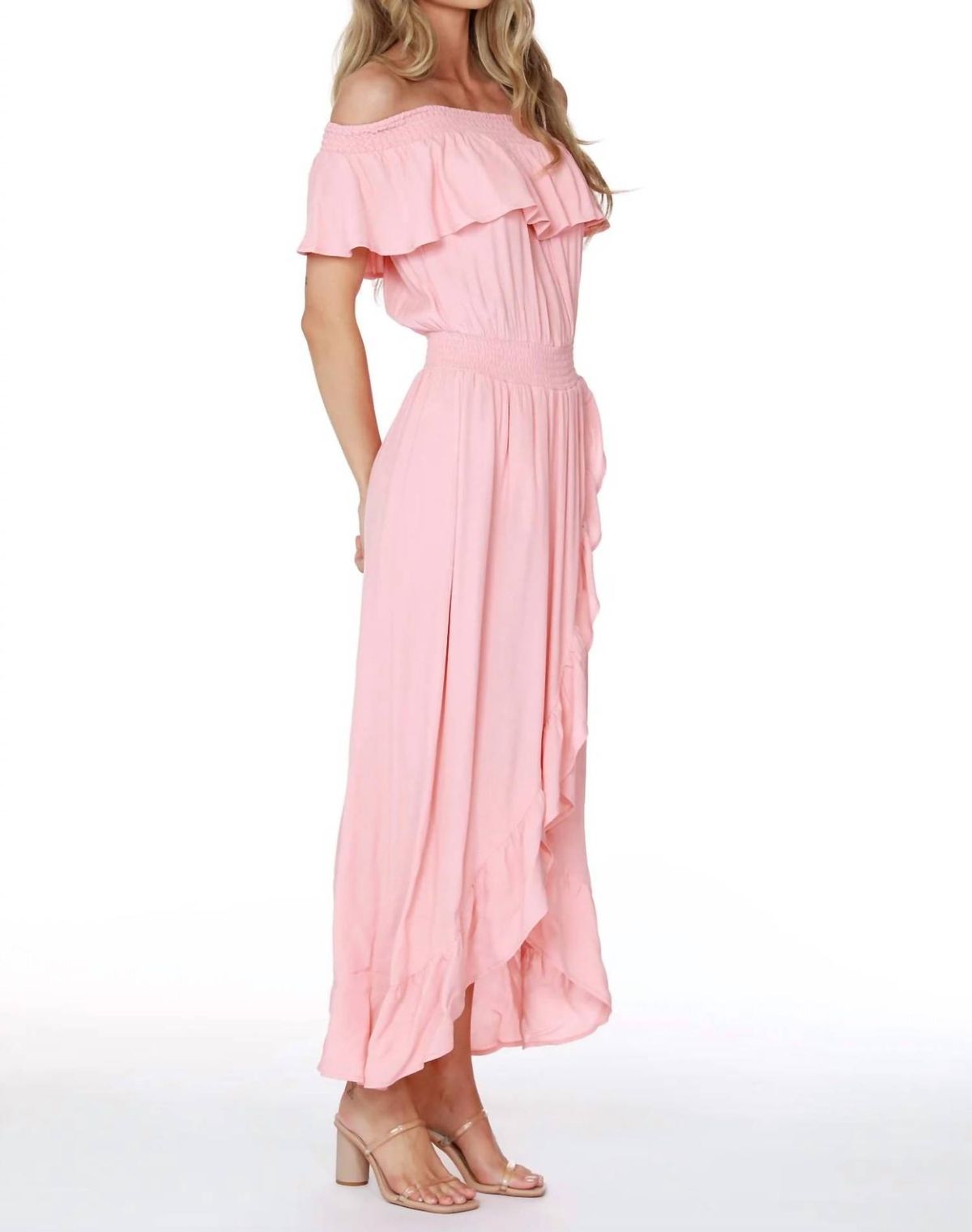 Style 1-3425523669-3471 bobi Size S Off The Shoulder Pink Floor Length Maxi on Queenly
