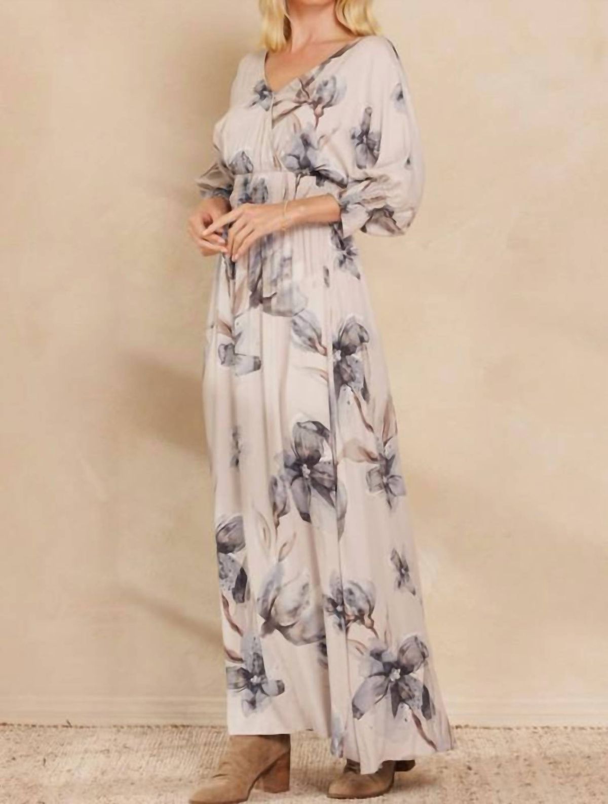 Style 1-3629592535-2791 Oddi Size L Floral Gray Floor Length Maxi on Queenly