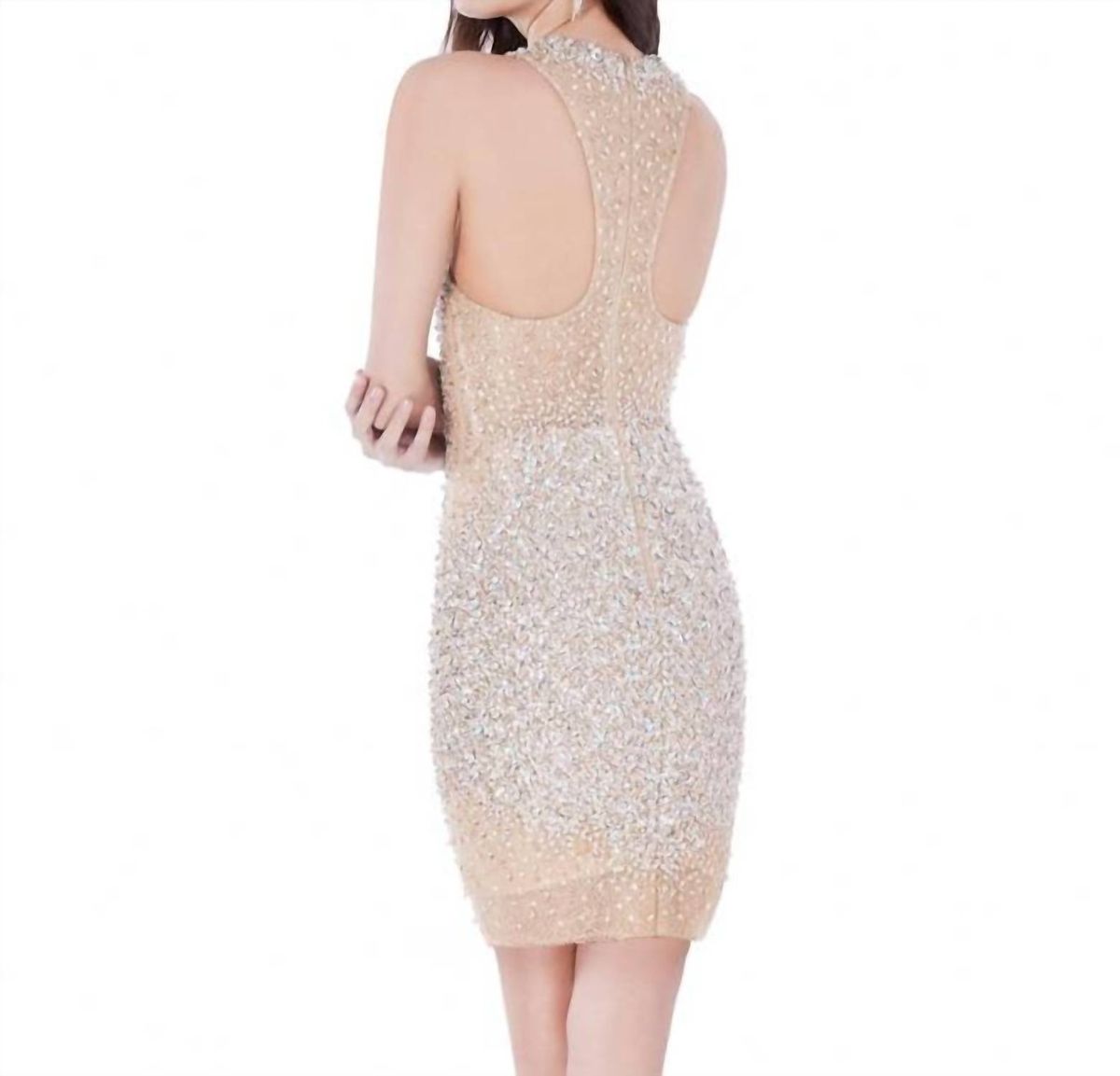 Style 1-3679162786-98 Terani Couture Size 10 Gold Cocktail Dress on Queenly