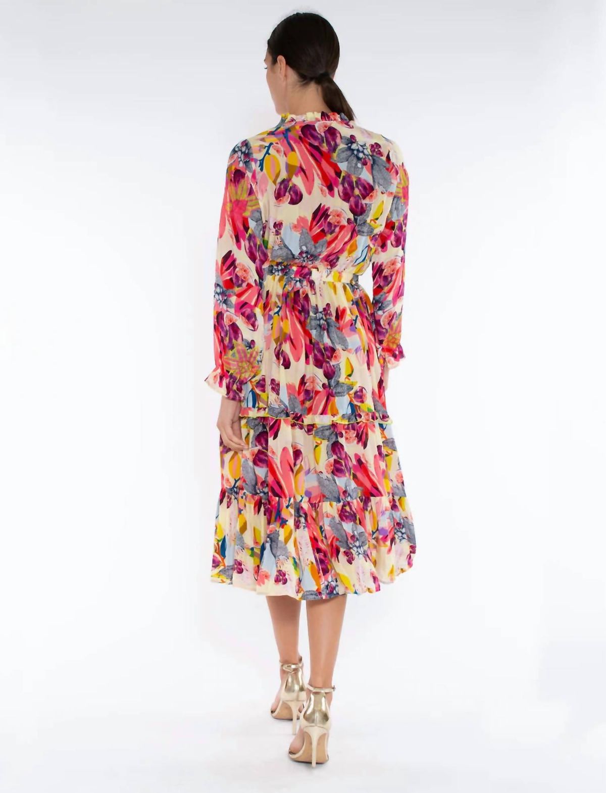 Style 1-506455178-3236 TAJ by SABRINA CRIPPA Size S Long Sleeve Floral Multicolor Cocktail Dress on Queenly