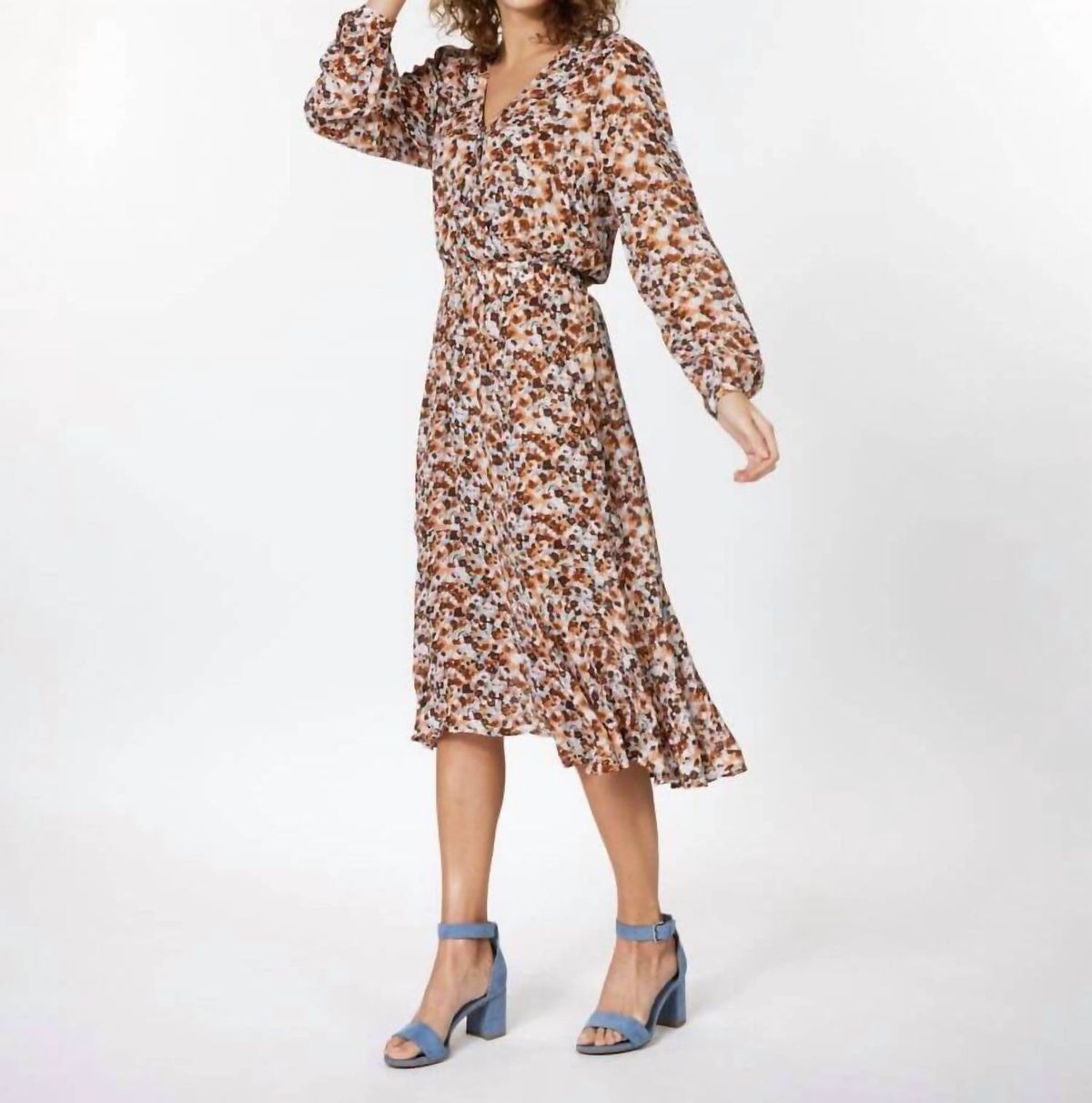 Style 1-565353846-1901 ESQUALO Size 6 Long Sleeve Floral Multicolor Cocktail Dress on Queenly