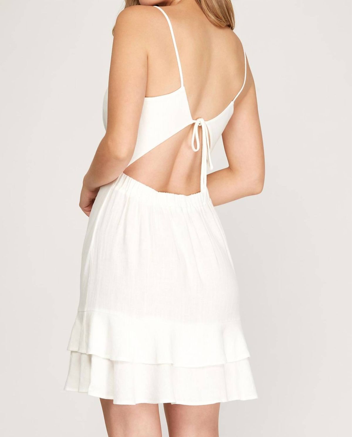 Style 1-2109308409-2696 SHE + SKY Size L White Cocktail Dress on Queenly