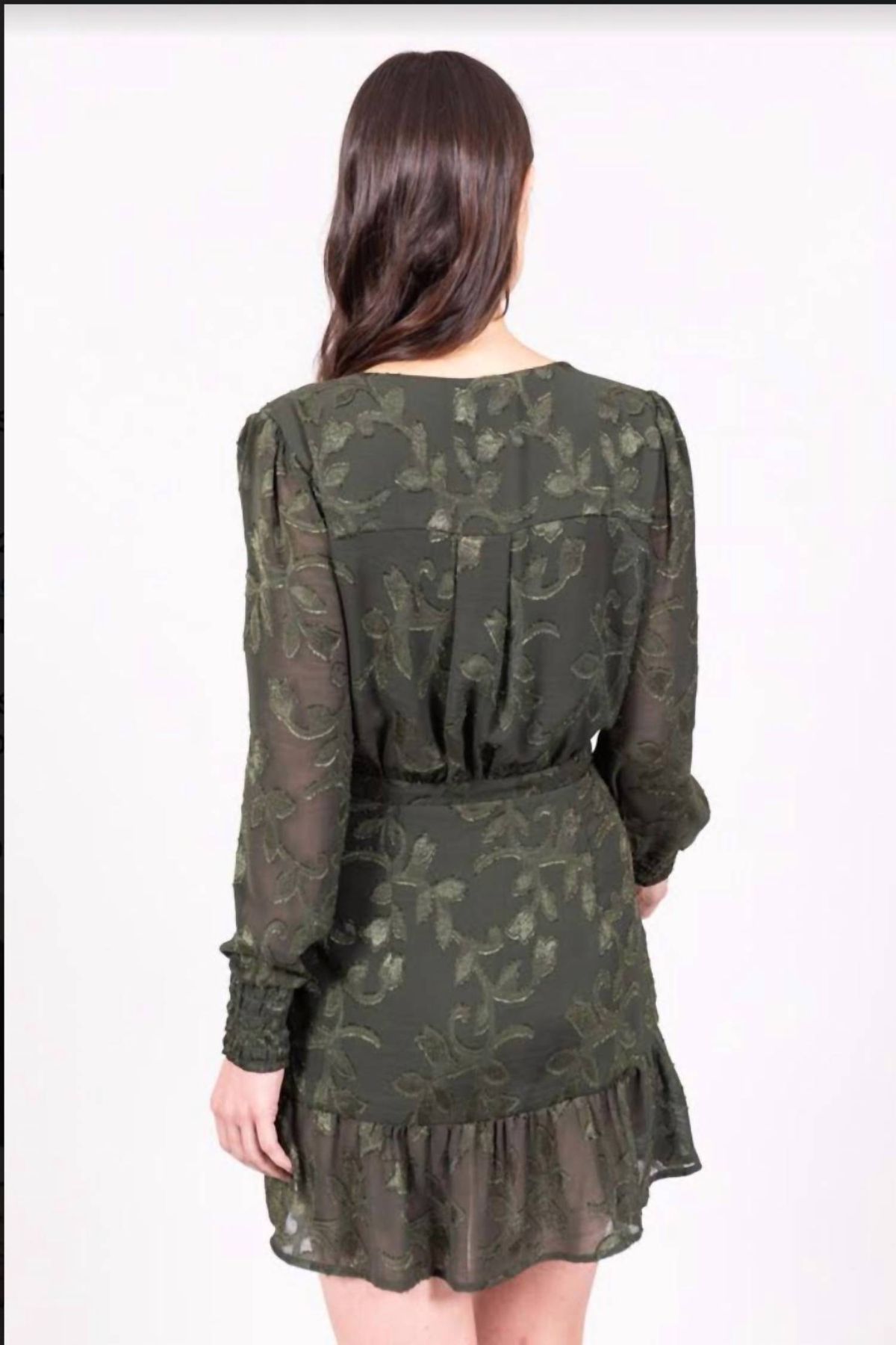 Style 1-3165697565-2696 ALLISON NEW YORK Size L Long Sleeve Floral Green Cocktail Dress on Queenly