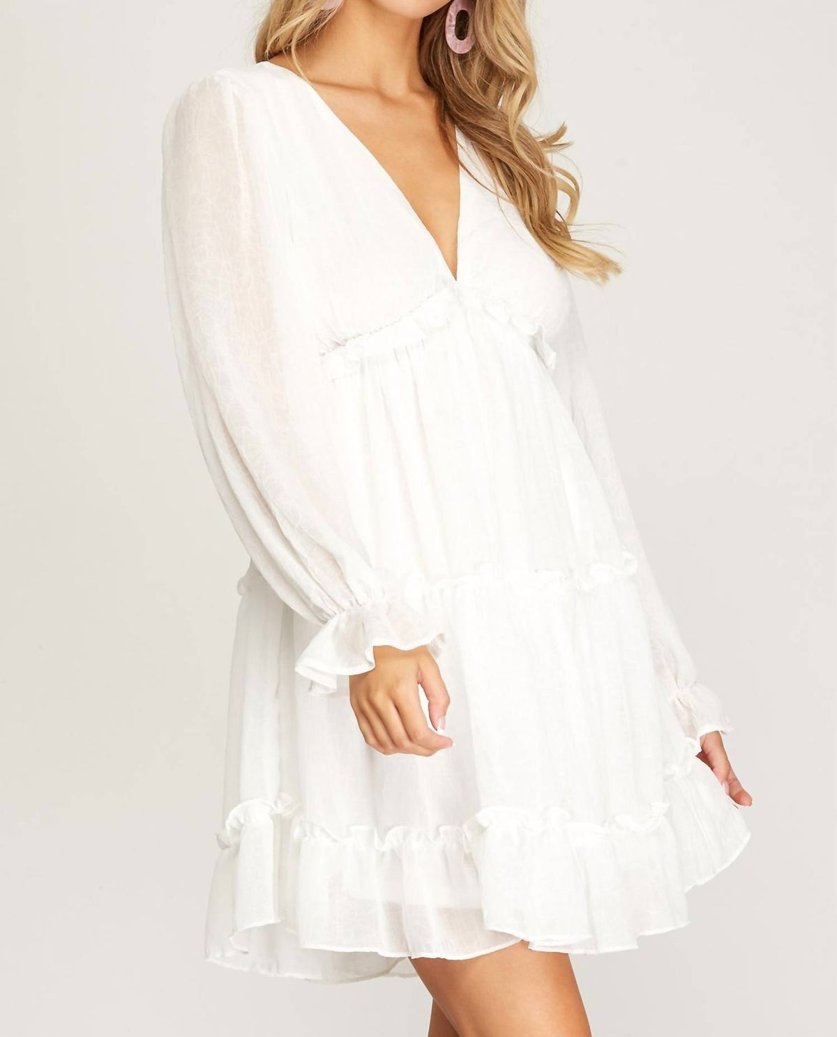 Style 1-3494587008-2696 SHE + SKY Size L Long Sleeve White Cocktail Dress on Queenly