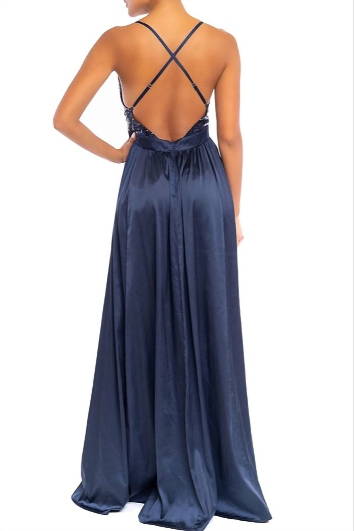 Style 1-374501027-3236 LUXXEL Size S Navy  Floor Length Maxi on Queenly