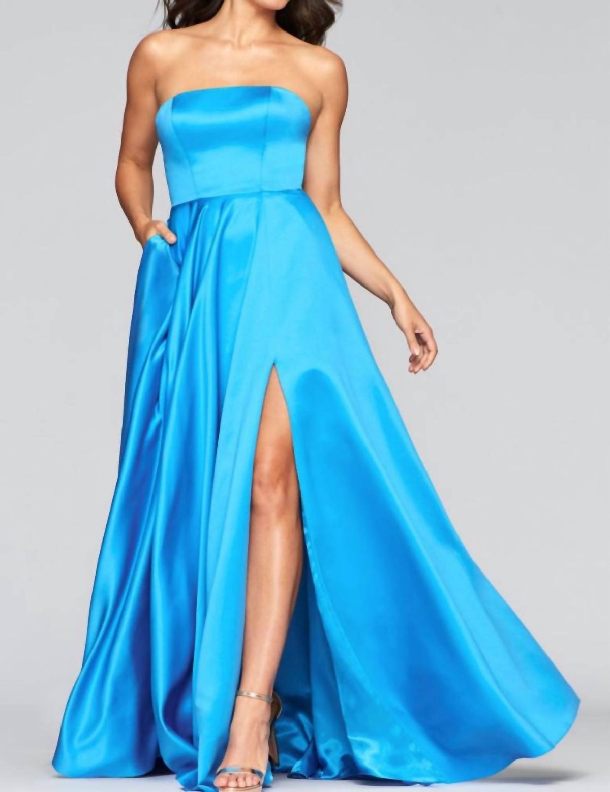 Style 1-460983266-5 FAVIANA Size 0 Prom Strapless Blue A-line Dress on Queenly