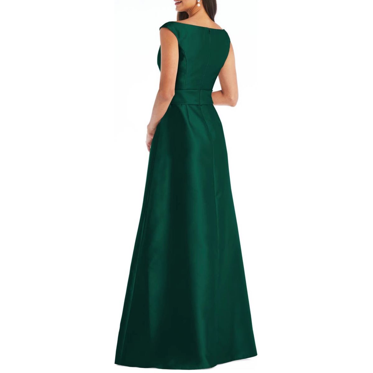 Style D811 Alfred Sung Plus Size 18 Off The Shoulder Green A-line Dress on Queenly