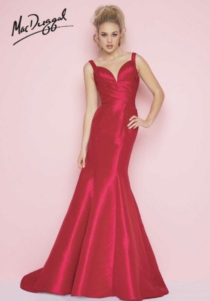 Style 62753 Mac Duggal Size 4 Prom Plunge Red Mermaid Dress on Queenly