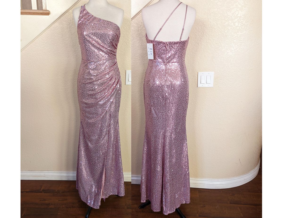 Style Mauve Purple Formal Sequined One Shoulder Side Slit Dress Size 12 Homecoming One Shoulder Purple Side Slit Dress on Queenly