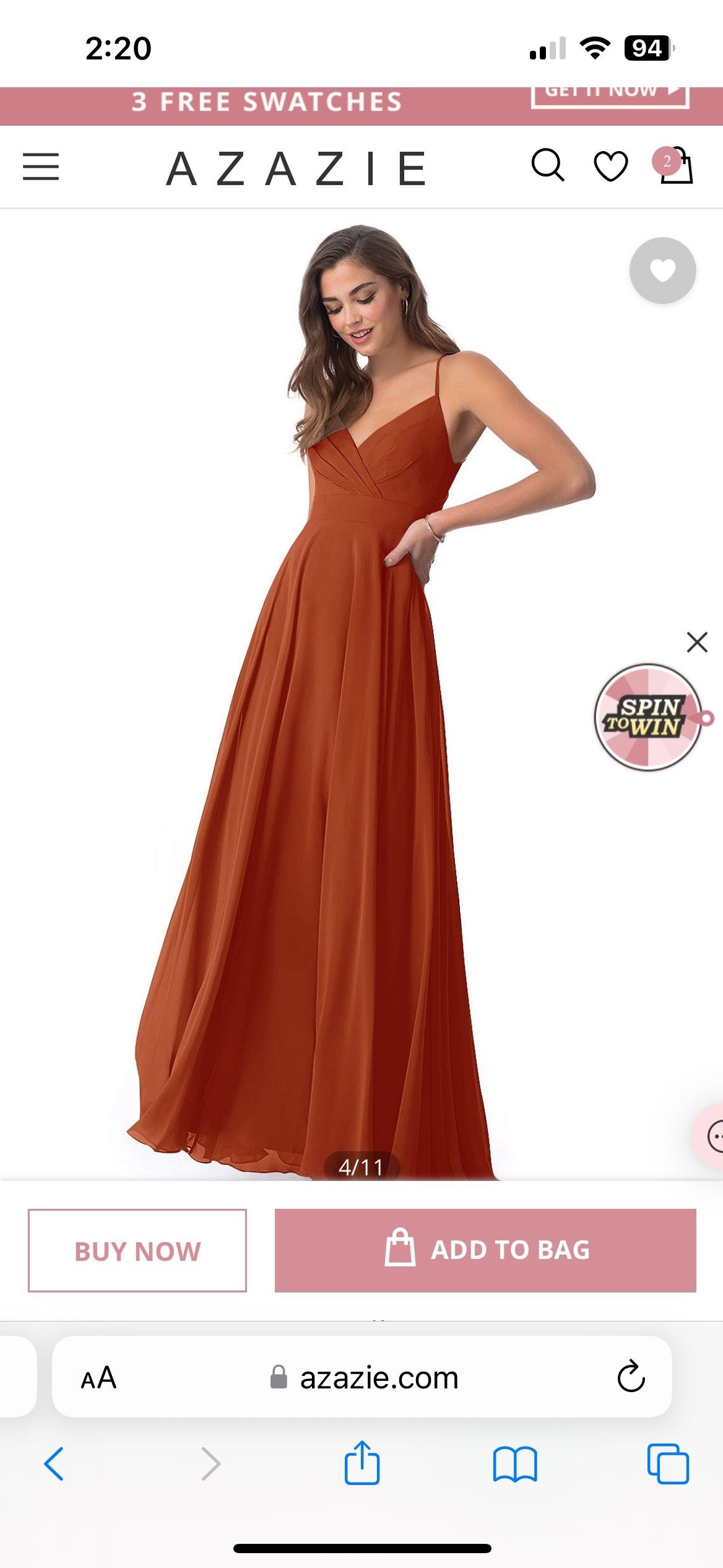 Azazie Size 2 Plunge Orange A-line Dress on Queenly