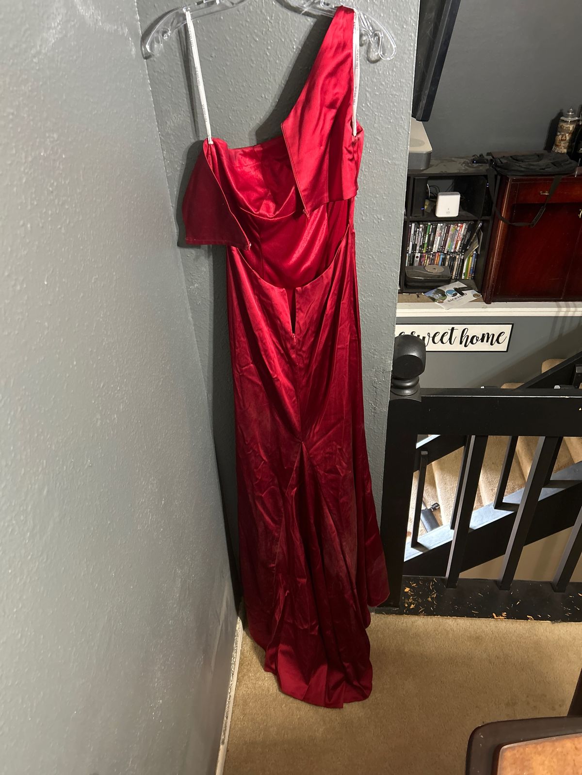 Sherri Hill Size 4 Pageant One Shoulder Red Side Slit Dress on Queenly