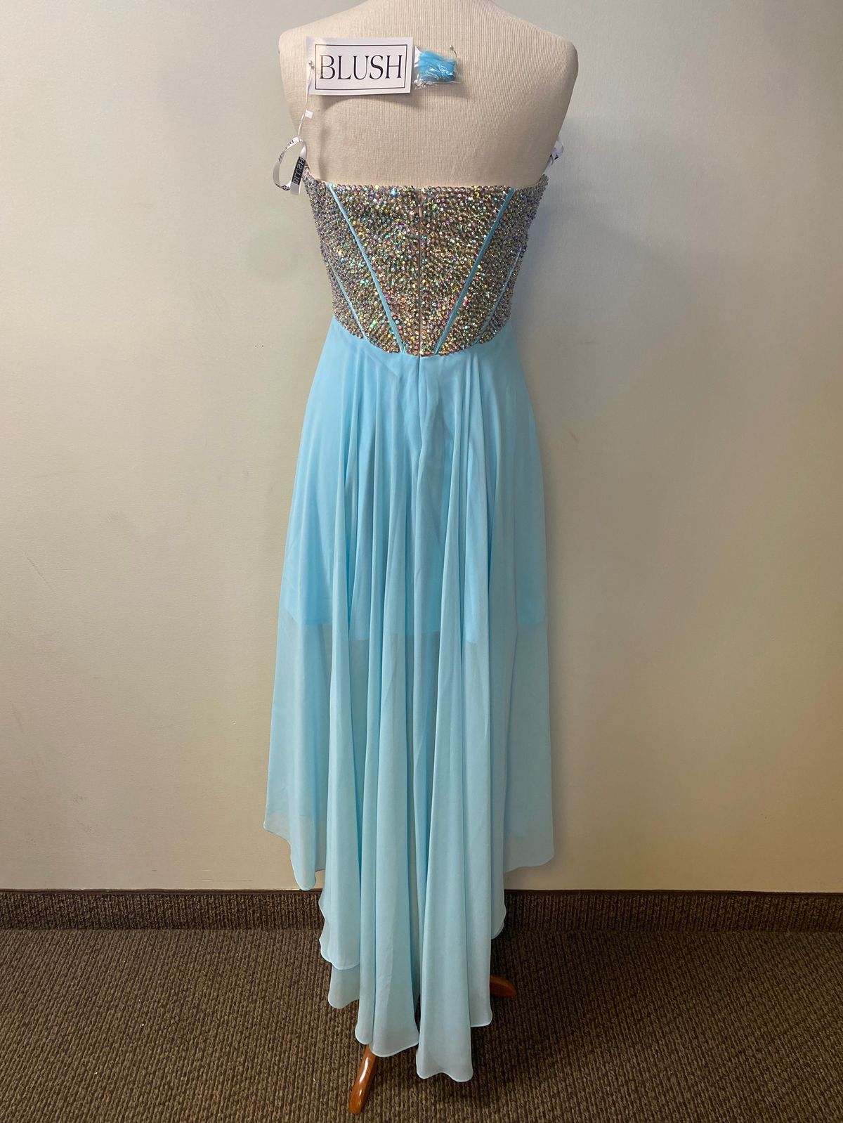 Style C1076 Blush Prom Size 8 Strapless Turquoise Blue A-line Dress on Queenly