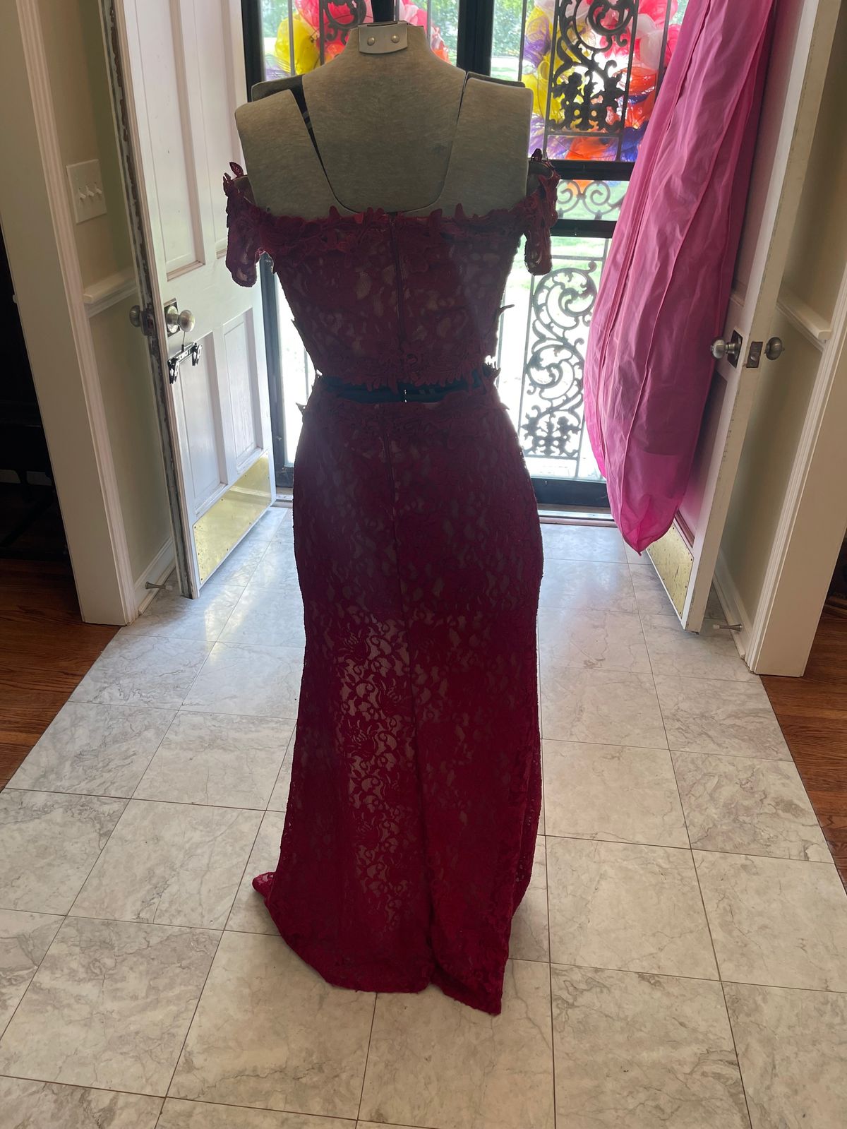 Sequin Hearts Size 2 Prom Off The Shoulder Red Side Slit Dress on Queenly