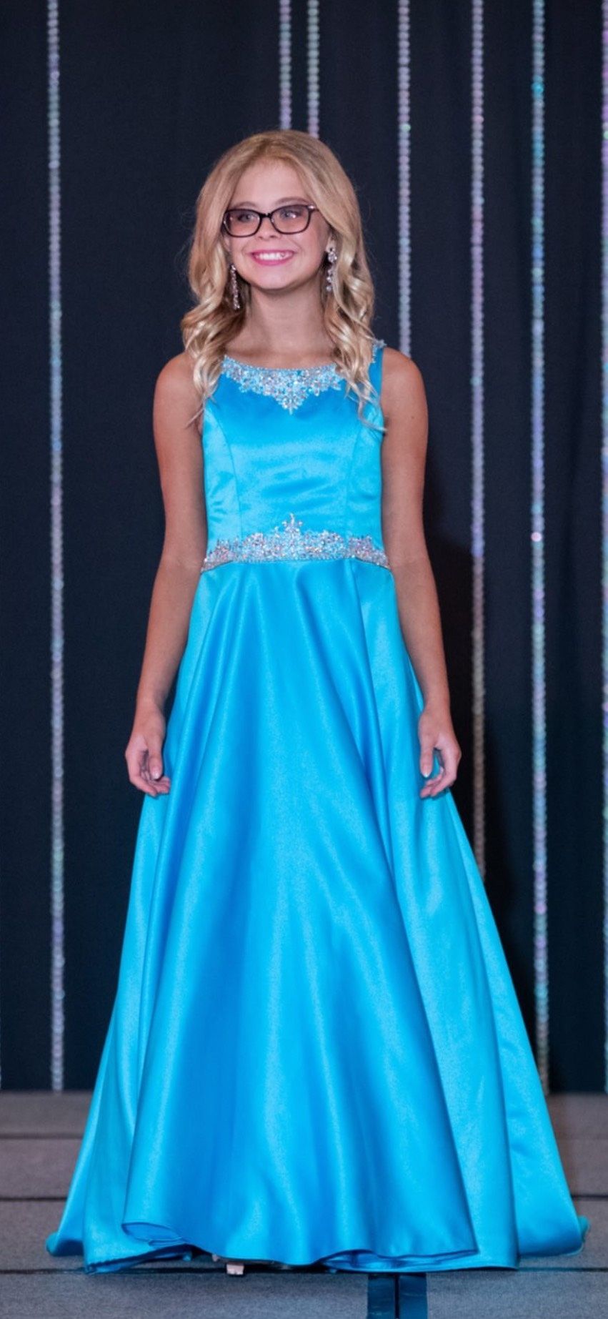 Tiffany Designs Girls Size 8 Pageant Blue A-line Dress on Queenly