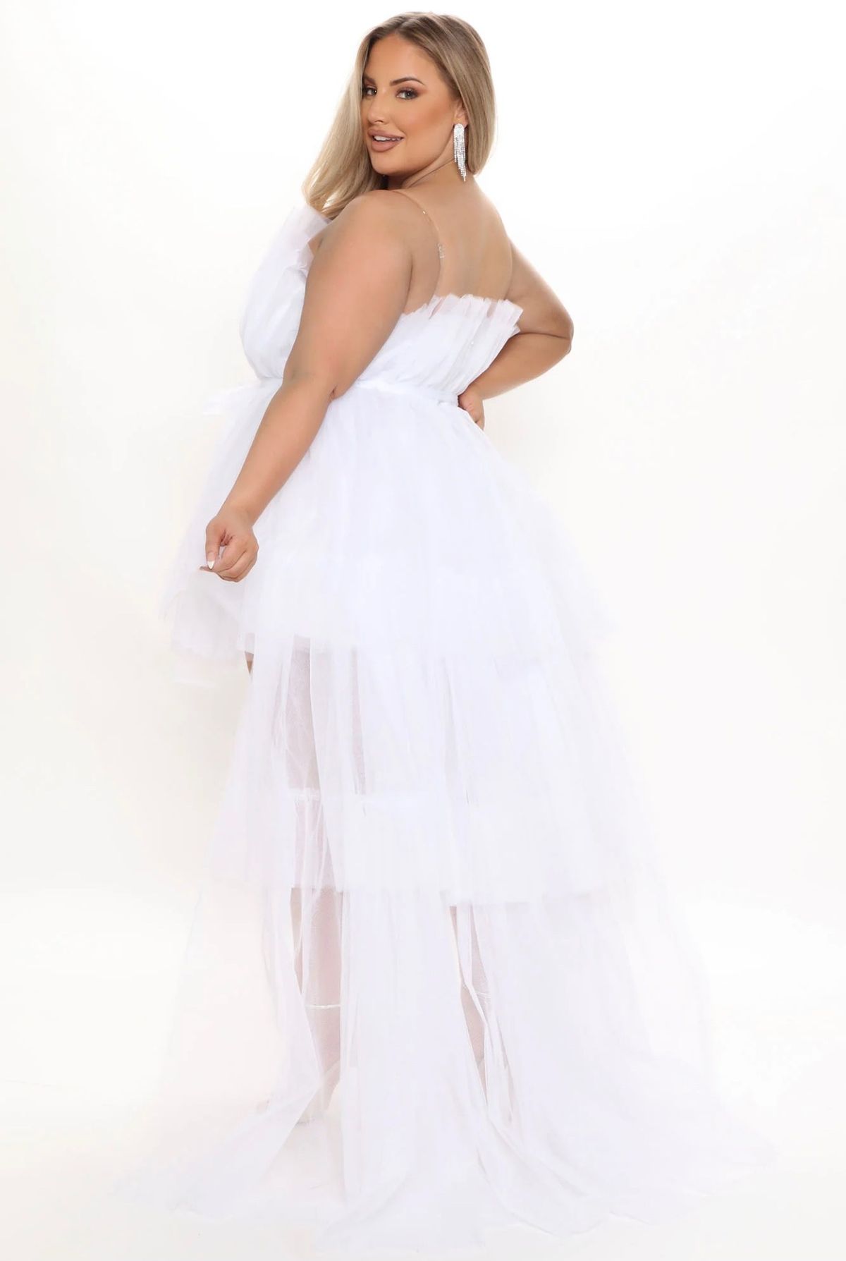 Size 2X Prom Strapless White Dress With Train on Queenly