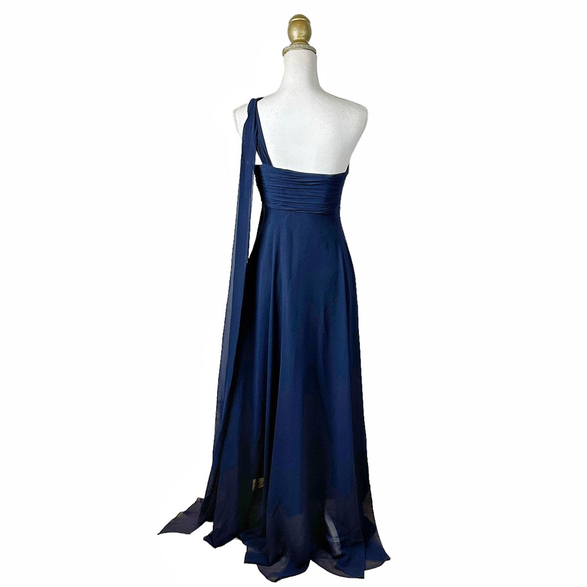 Style 675 Bill Levkoff Size 4 Bridesmaid One Shoulder Navy Blue A-line Dress on Queenly
