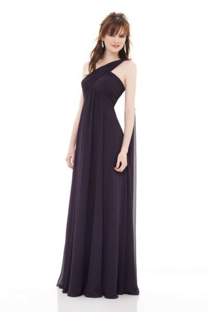 Style 675 Bill Levkoff Size 4 Bridesmaid One Shoulder Navy Blue A-line Dress on Queenly