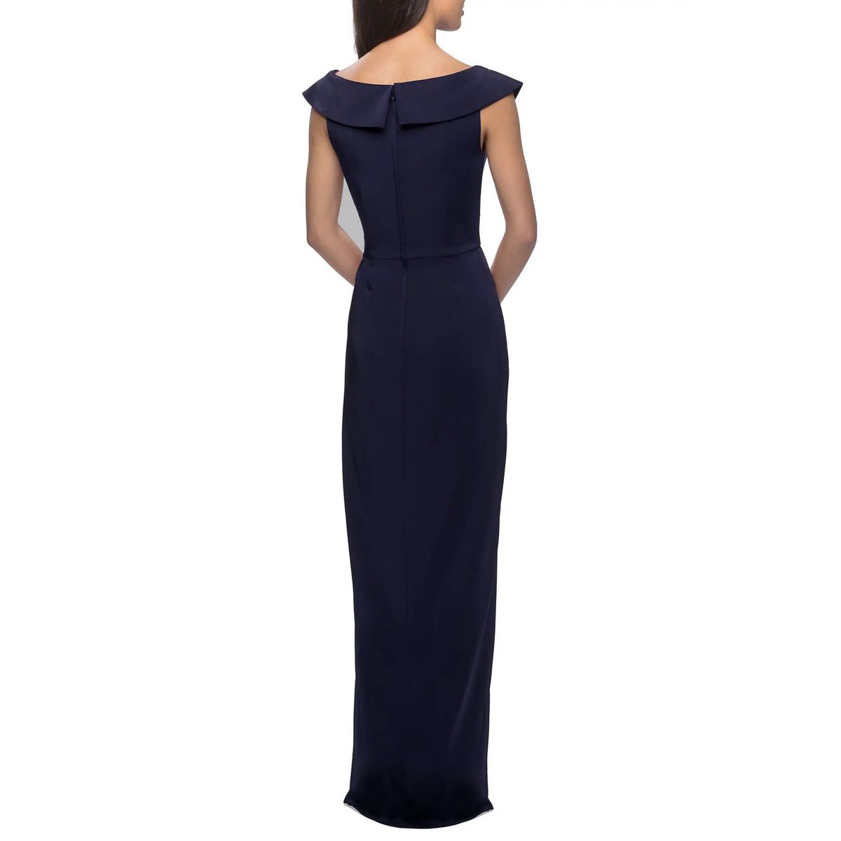 Style 25206 La Femme Size 14 Off The Shoulder Blue Floor Length Maxi on Queenly