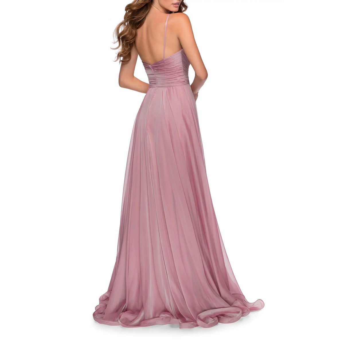 Style 28611 La Femme Size 10 Plunge Purple Ball Gown on Queenly