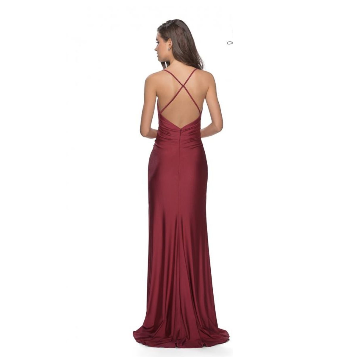 Style 28206 La Femme Size 2 Red Side Slit Dress on Queenly