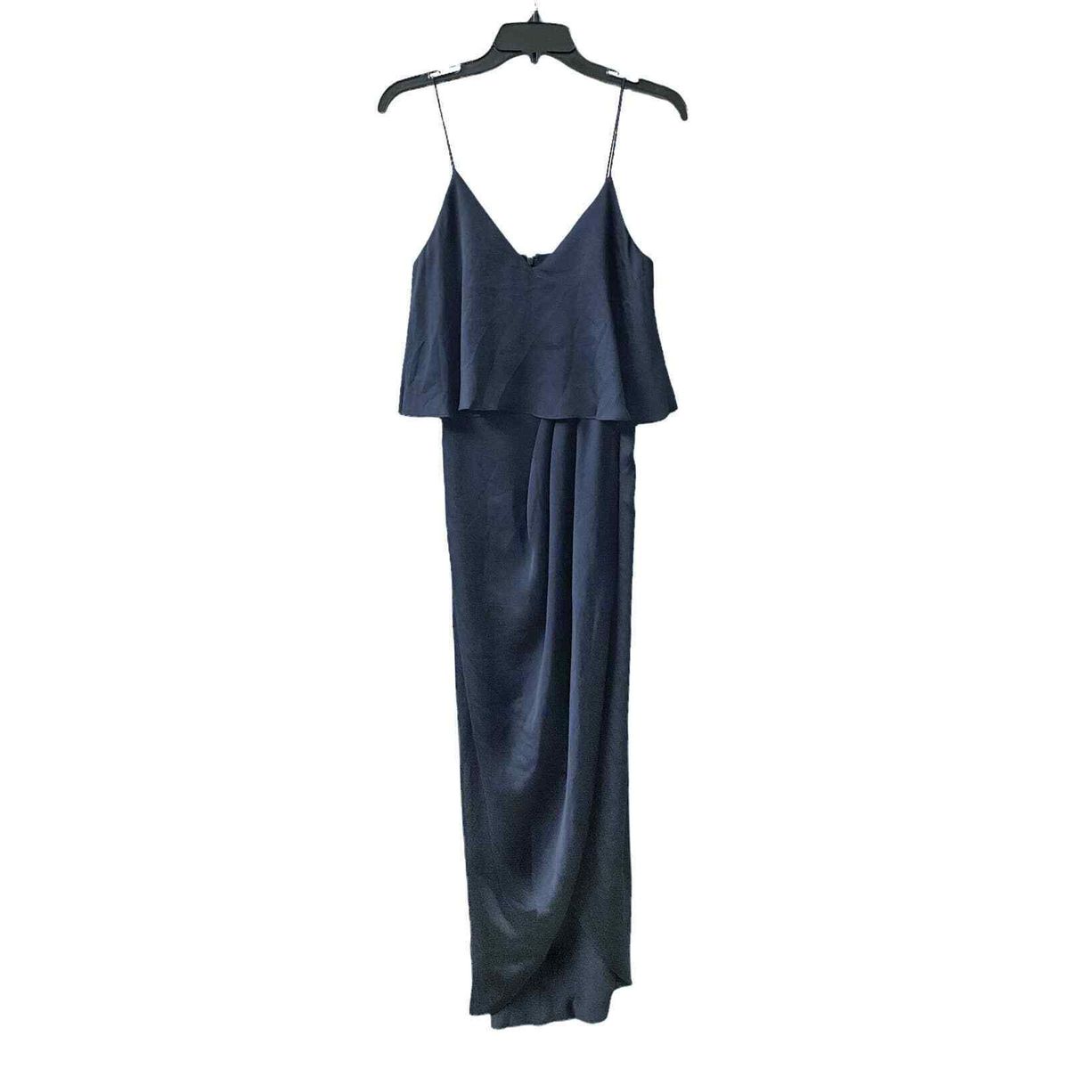 Style SJ3499 Shona Joy Size 2 Satin Blue Side Slit Dress on Queenly