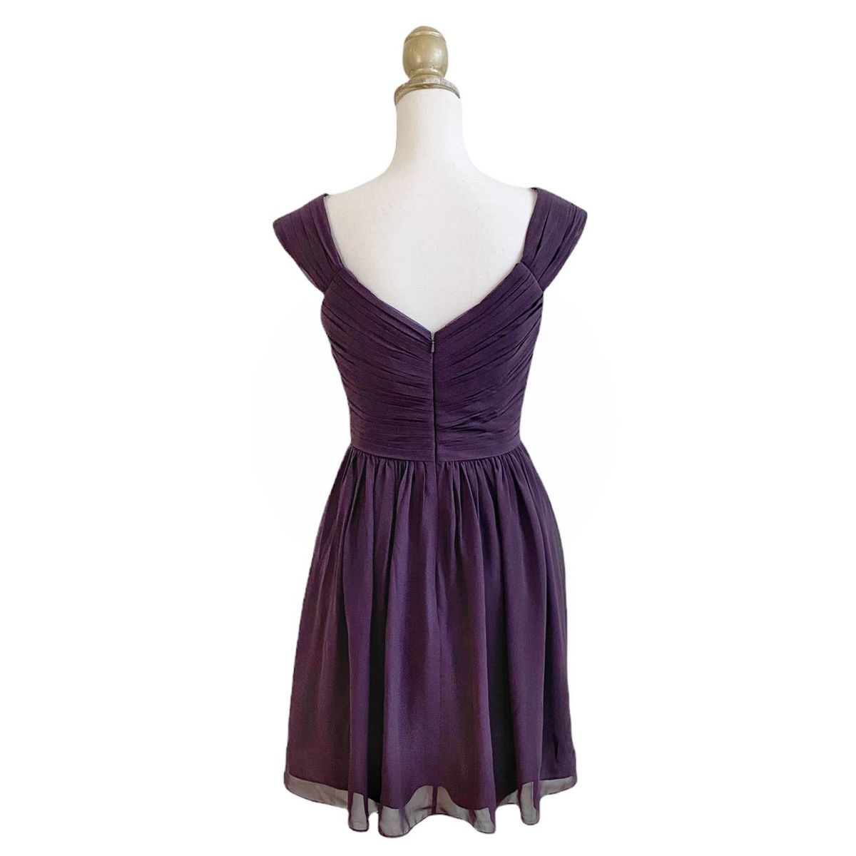Style 1101 Bill Levkoff Size 10 Bridesmaid Off The Shoulder Purple Cocktail Dress on Queenly
