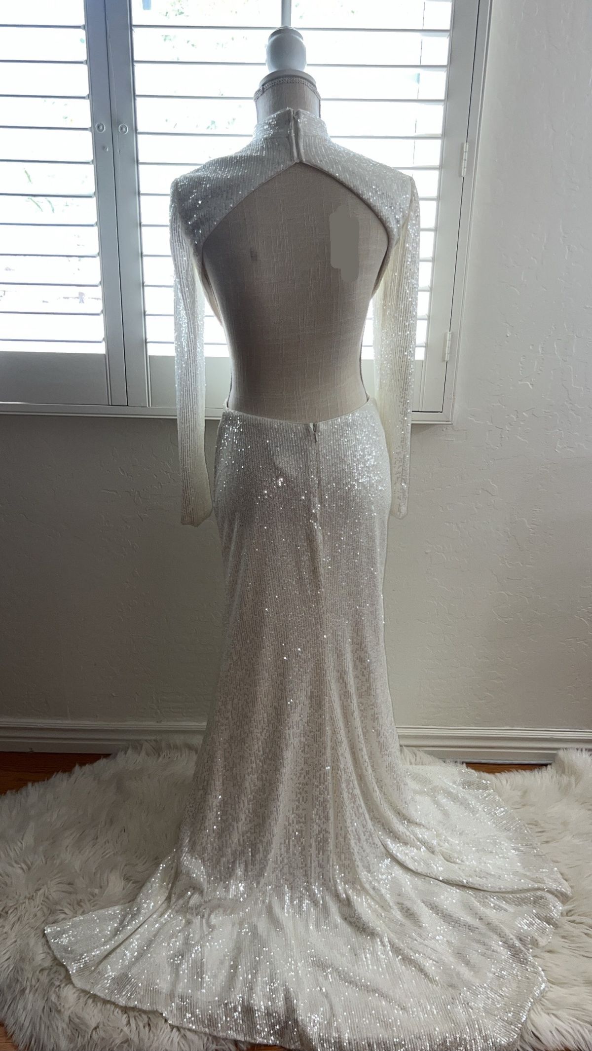 La Femme Size 4 Wedding High Neck White Side Slit Dress on Queenly