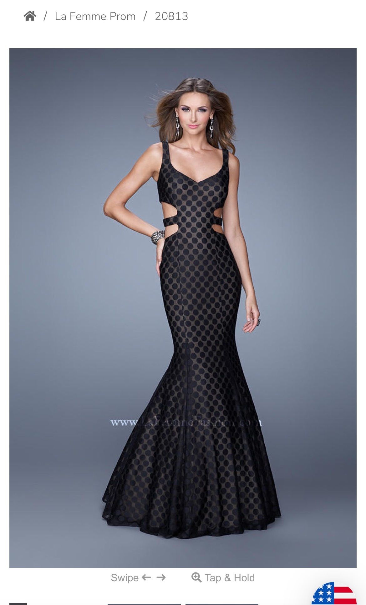 Style 20813 La Femme Size 8 Prom Plunge Black Mermaid Dress on Queenly