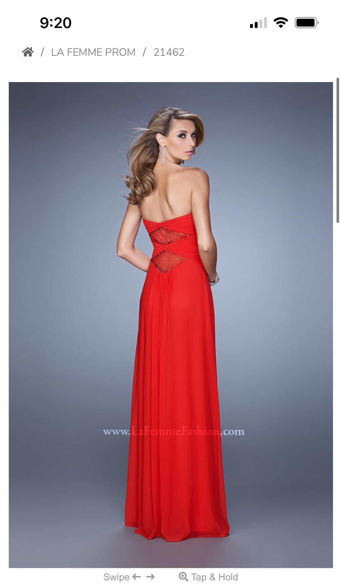 Style 21462 La Femme Size 10 Prom Strapless Red Floor Length Maxi on Queenly