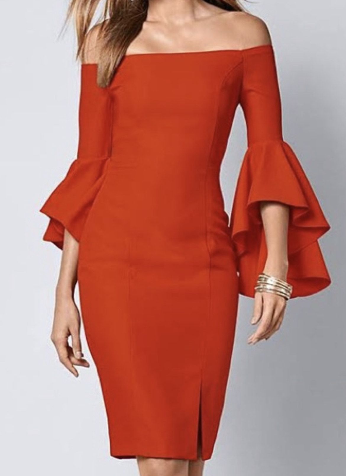 Venus Size 4 Homecoming Long Sleeve Orange Cocktail Dress on Queenly