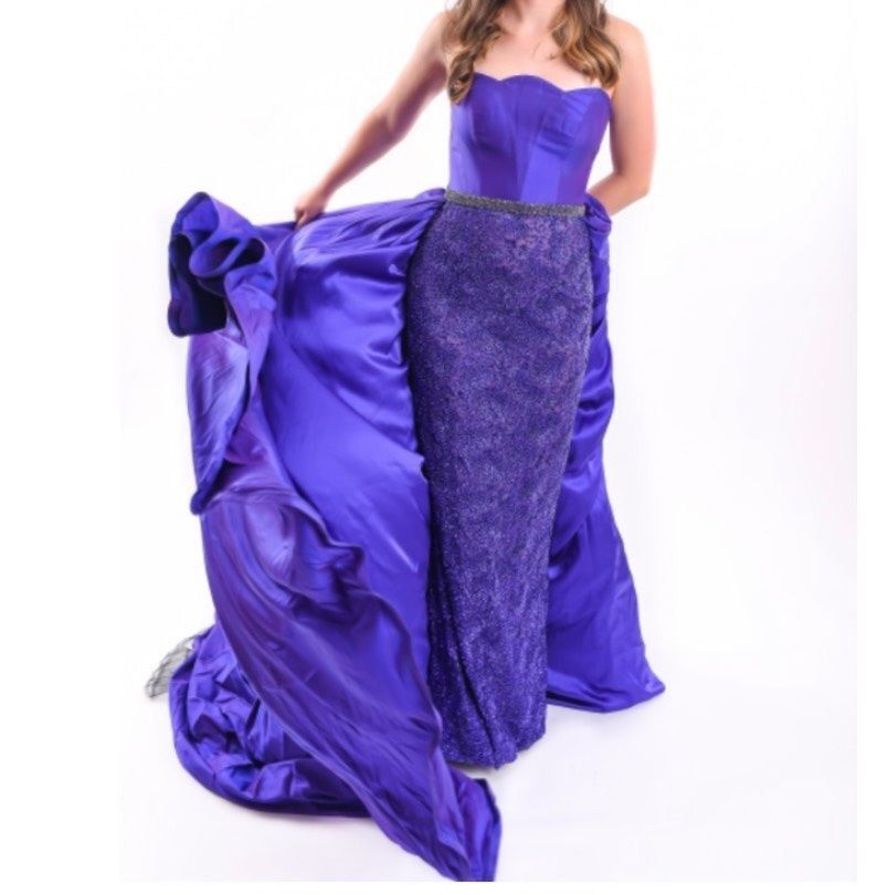 Sherri Hill Size 0 Prom Strapless Satin Purple Ball Gown on Queenly