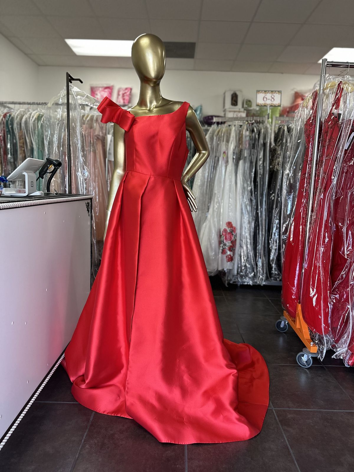 Style Jvn60049 Jovani Size 6 Prom One Shoulder Red A-line Dress on Queenly