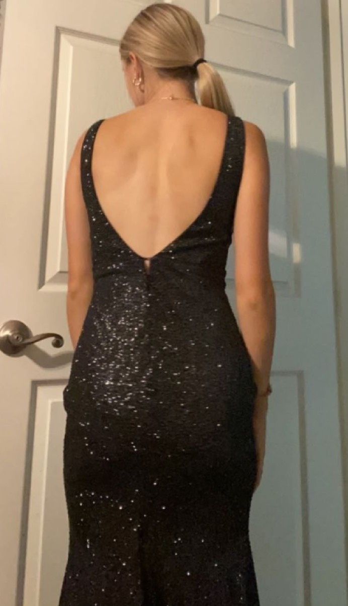 Amarra Size 0 Prom Plunge Black Side Slit Dress on Queenly