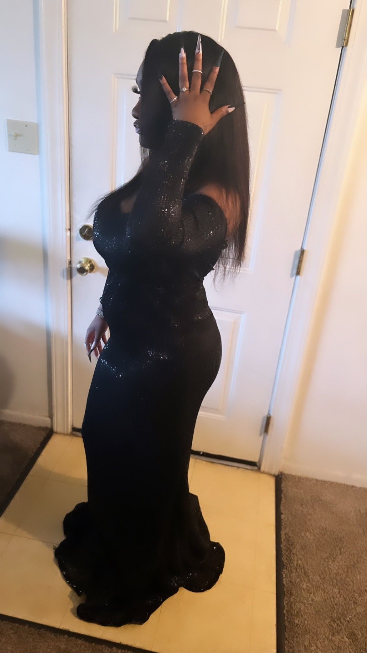 Size L Prom Off The Shoulder Black Mermaid Dress on Queenly