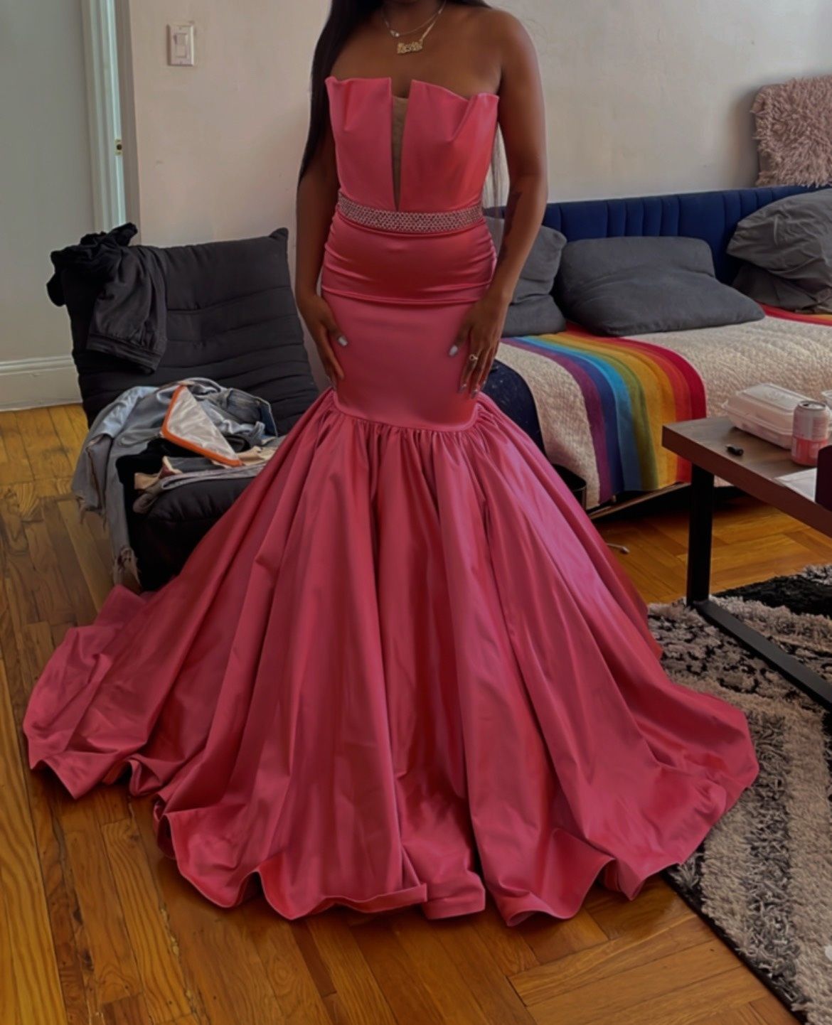 Sherri Hill Size 6 Prom Strapless Pink Mermaid Dress on Queenly