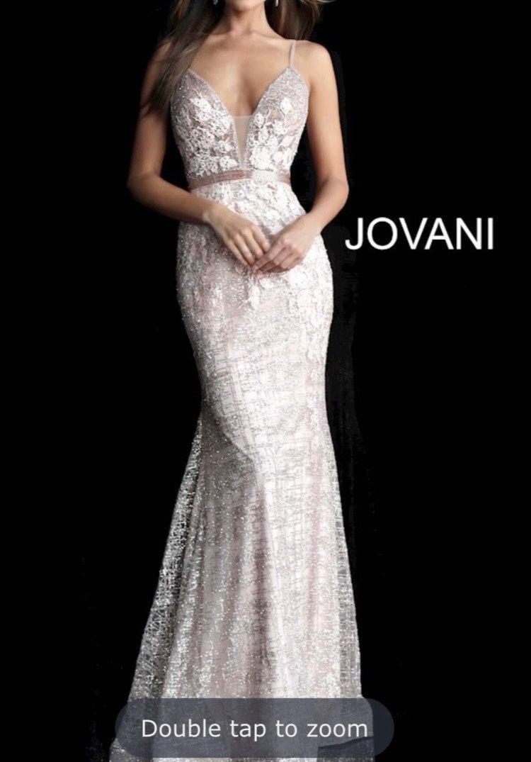 Jovani Size 8 Prom Sheer Nude Mermaid Dress on Queenly