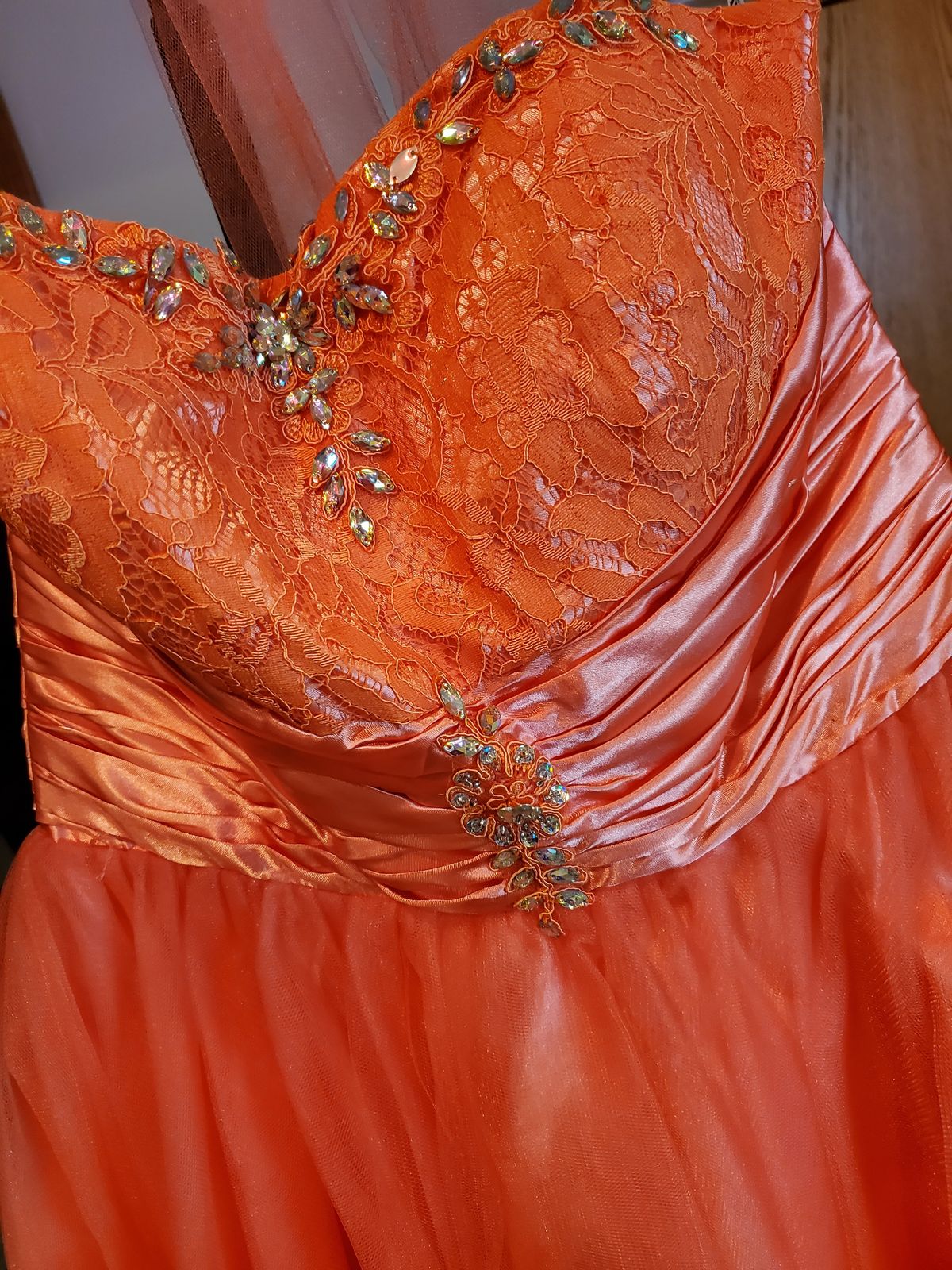 Fabuluxe Size 12 Strapless Orange Cocktail Dress on Queenly