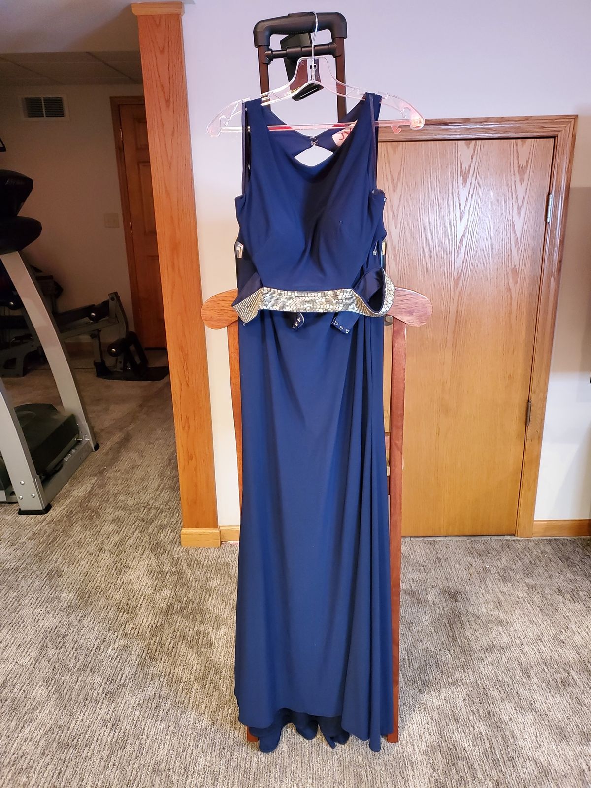 Jovani Size 10 Blue Floor Length Maxi on Queenly