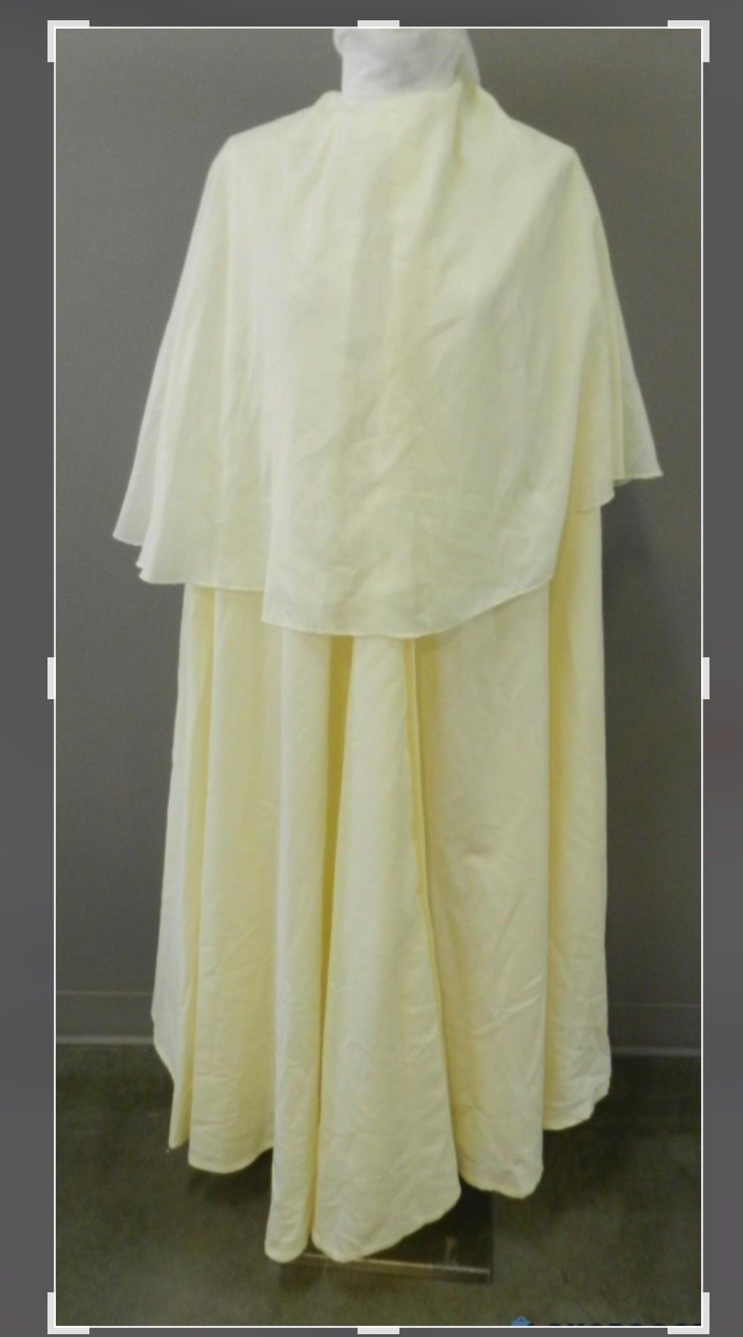 Style Cape,  Lined, 54” Handmade Size XL High Neck Velvet White Ball Gown on Queenly