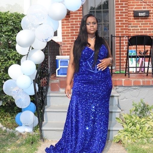 Plus Size 20 Prom Strapless Blue Mermaid Dress on Queenly