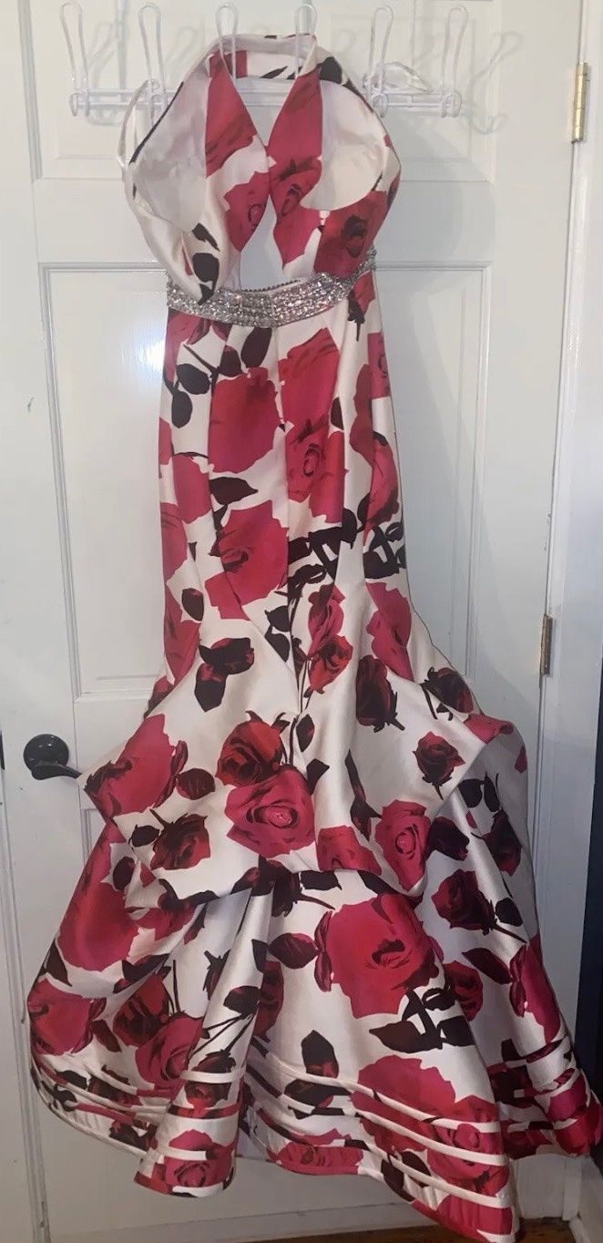 Rachel Allan Size 4 Prom Halter Red Mermaid Dress on Queenly