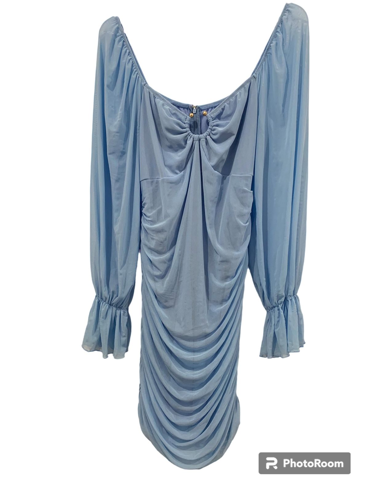 Size 1X Prom Long Sleeve Blue Cocktail Dress on Queenly