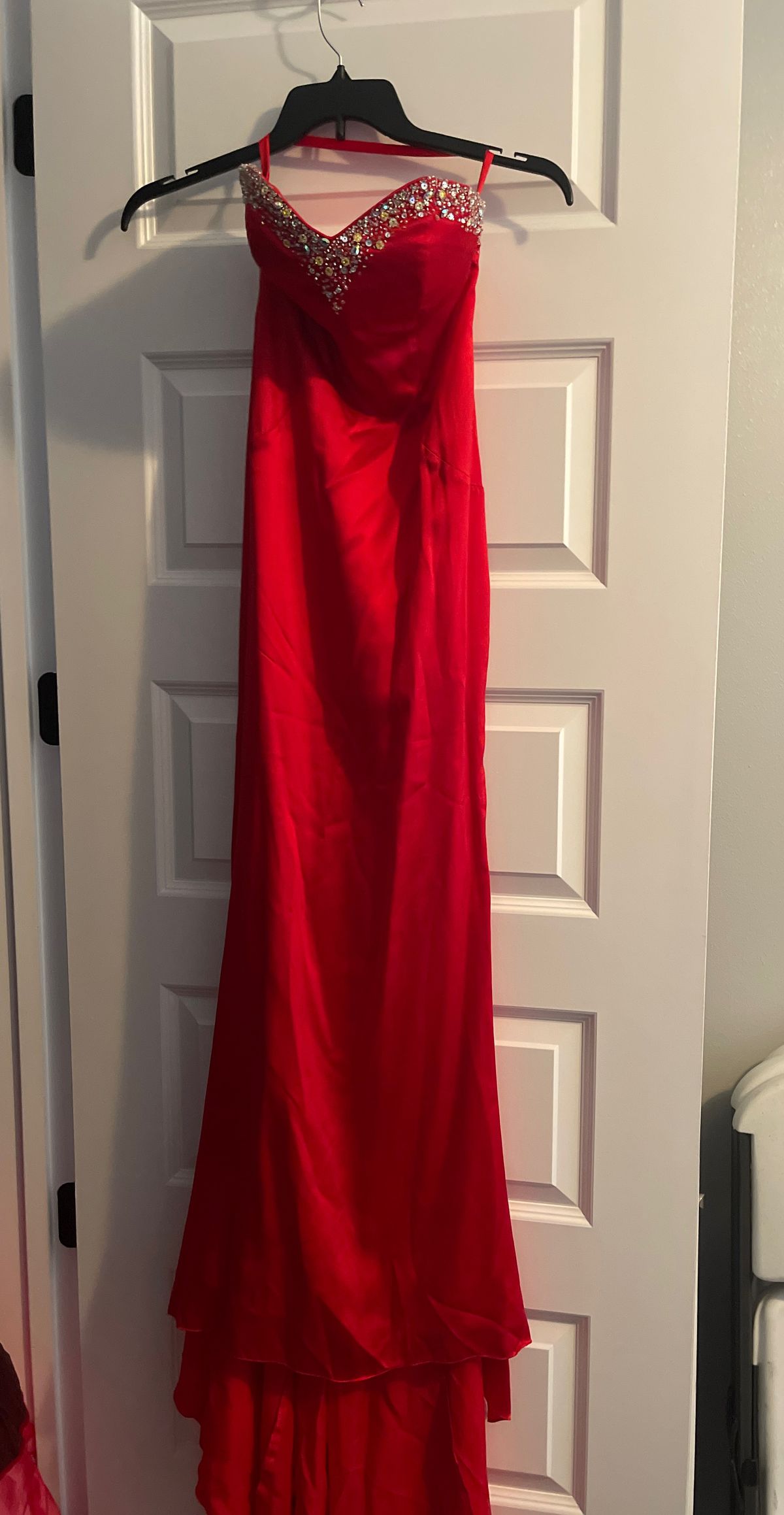 Tiffany Designs Size 2 Prom Strapless Sequined Red Dress With Train on Queenly