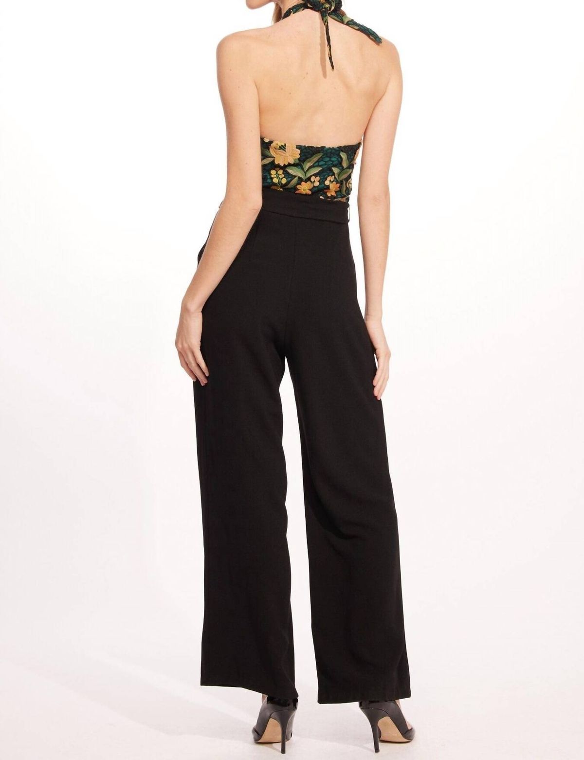 Style 1-1310151337-649 EVA FRANCO Size 2 Halter Floral Multicolor Formal Jumpsuit on Queenly