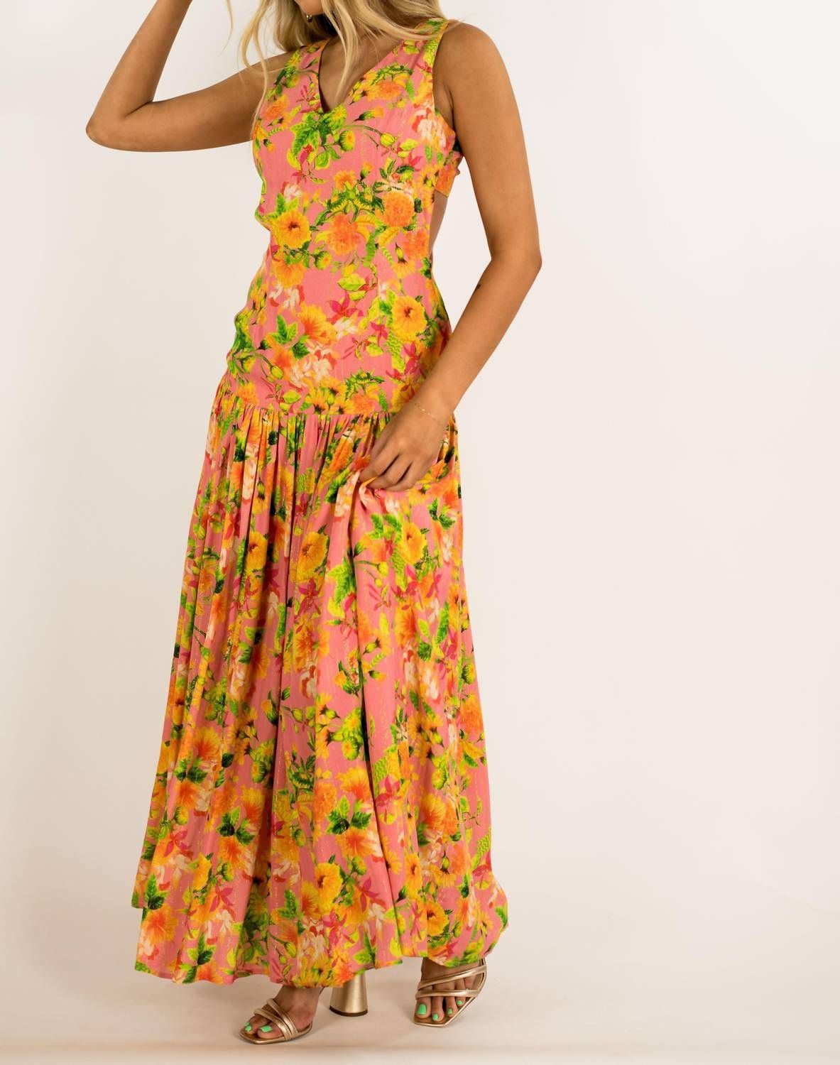 Style 1-1467785787-3014 Just Bellina Size M Floral Multicolor A-line Dress on Queenly