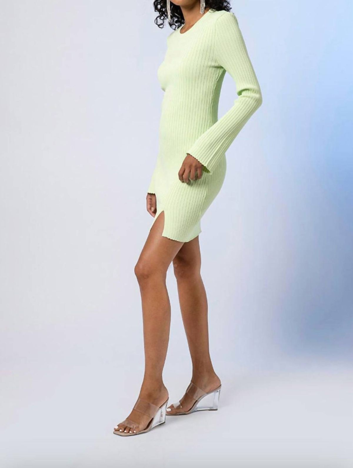Style 1-161914567-3471 line and dot Size S Long Sleeve Green Cocktail Dress on Queenly