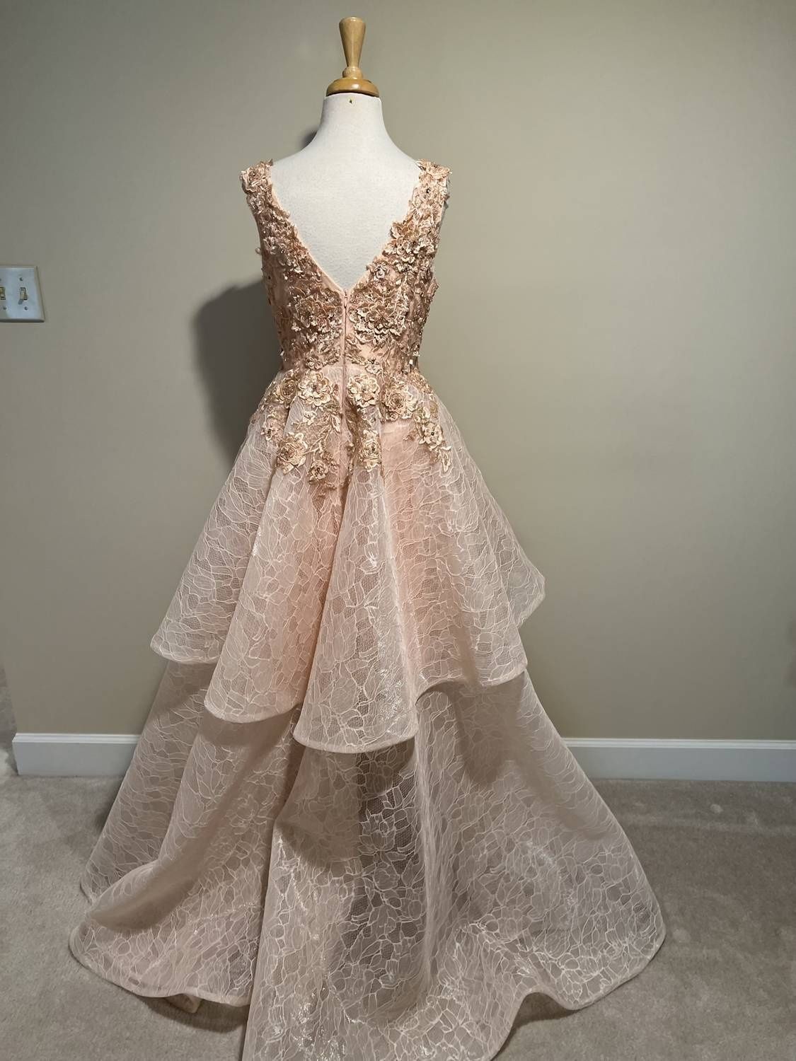 Style 1-2891234734-397 Christophe Guillarme Size 14 Pageant Coral Floor Length Maxi on Queenly