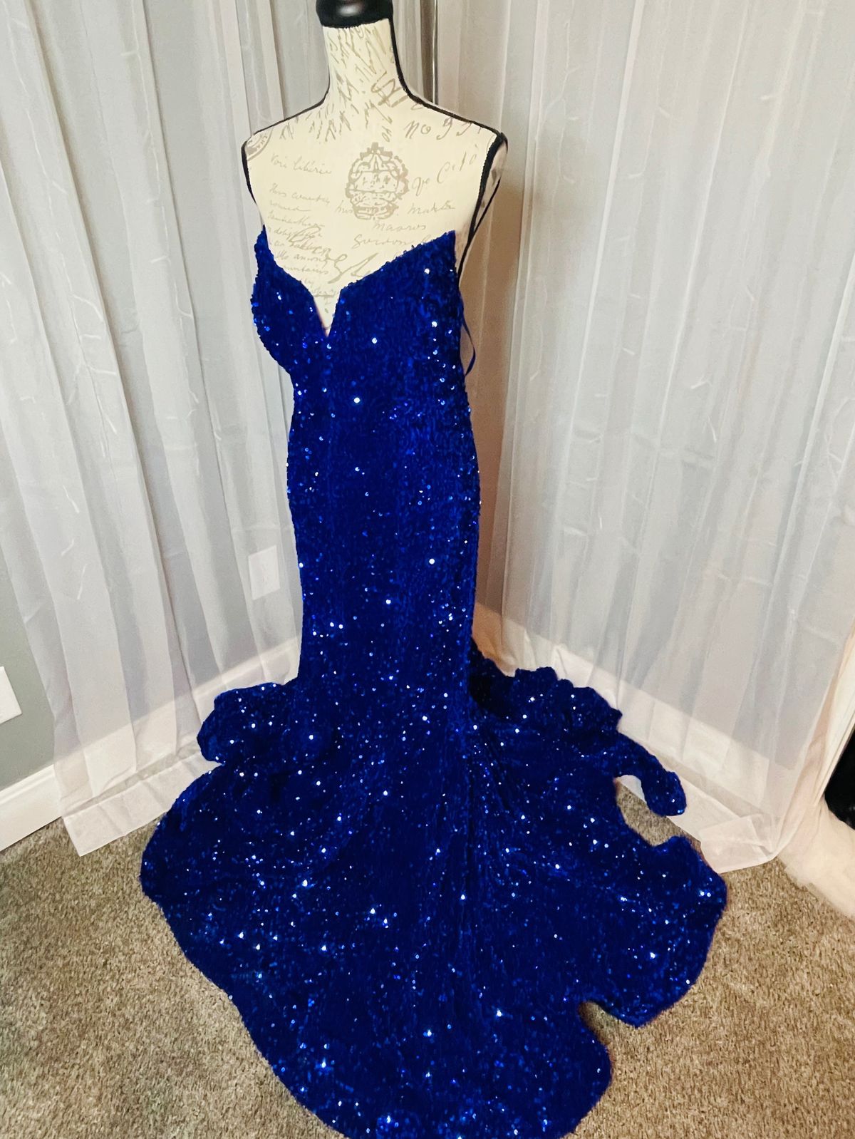 Portia and Scarlett Plus Size 16 Prom Strapless Royal Blue Mermaid Dress on Queenly